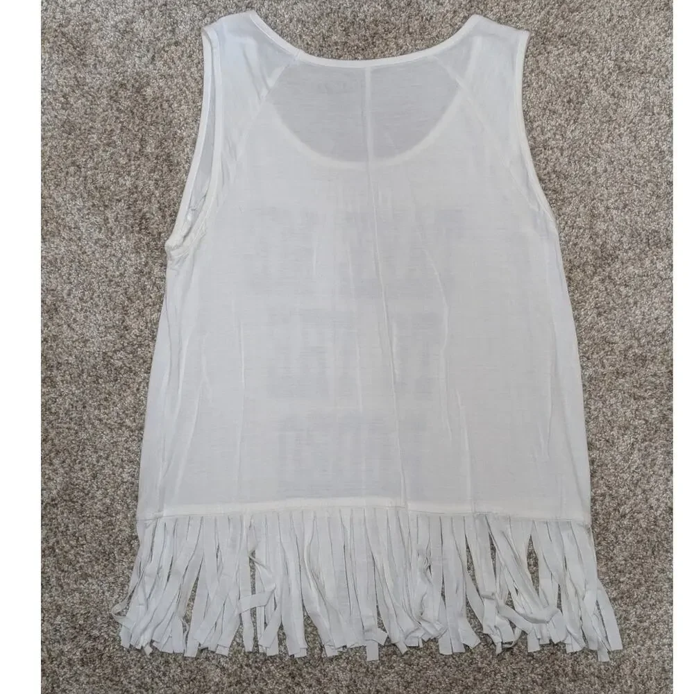 Wrangler "Take Me To The Rodeo" White Rhinestone Tank Top M - Picture 3 of 5
